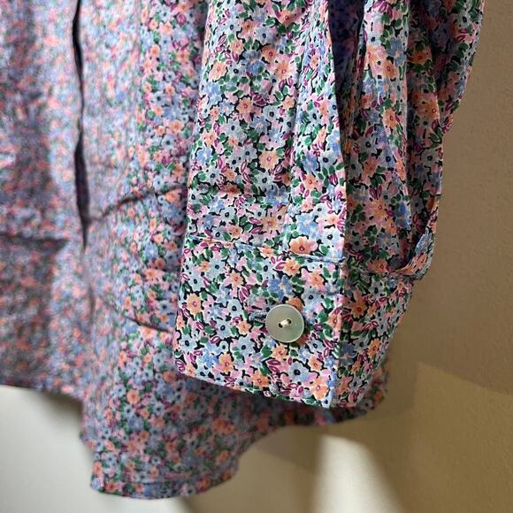 J Jill Spring Floral Button Up Purple Pink Size XL Cotton Long Sleeve Easter - Picture 7 of 9